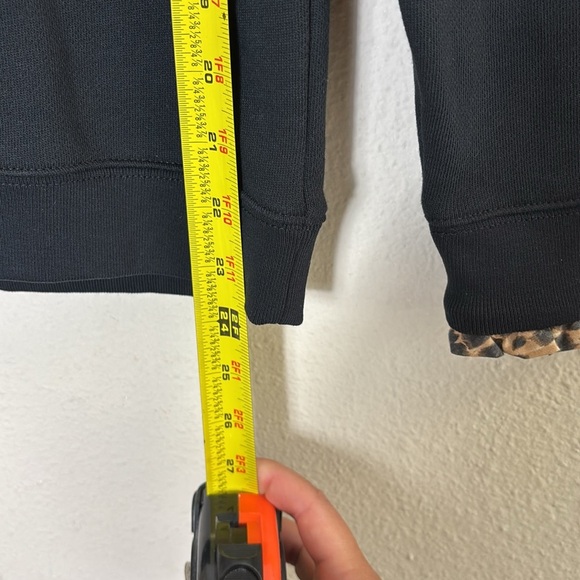 J. Crew Woven ruffleneck pullover sweatshirt in black w/cheetah leopard print S - Picture 8 of 9